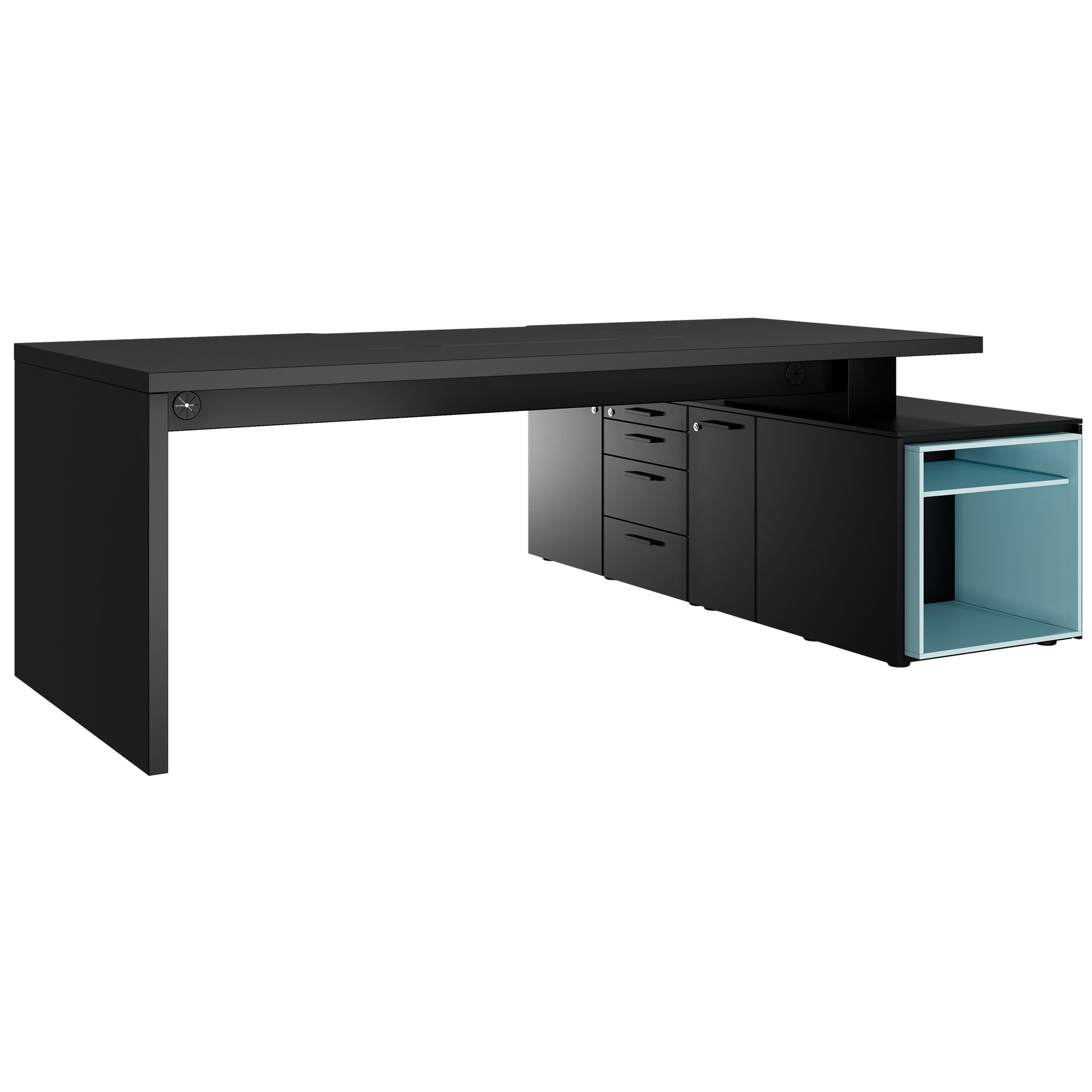 Bralco SILE Scrivania con bacheca | 2300 x 1700 mm, nero - 4 Main Image