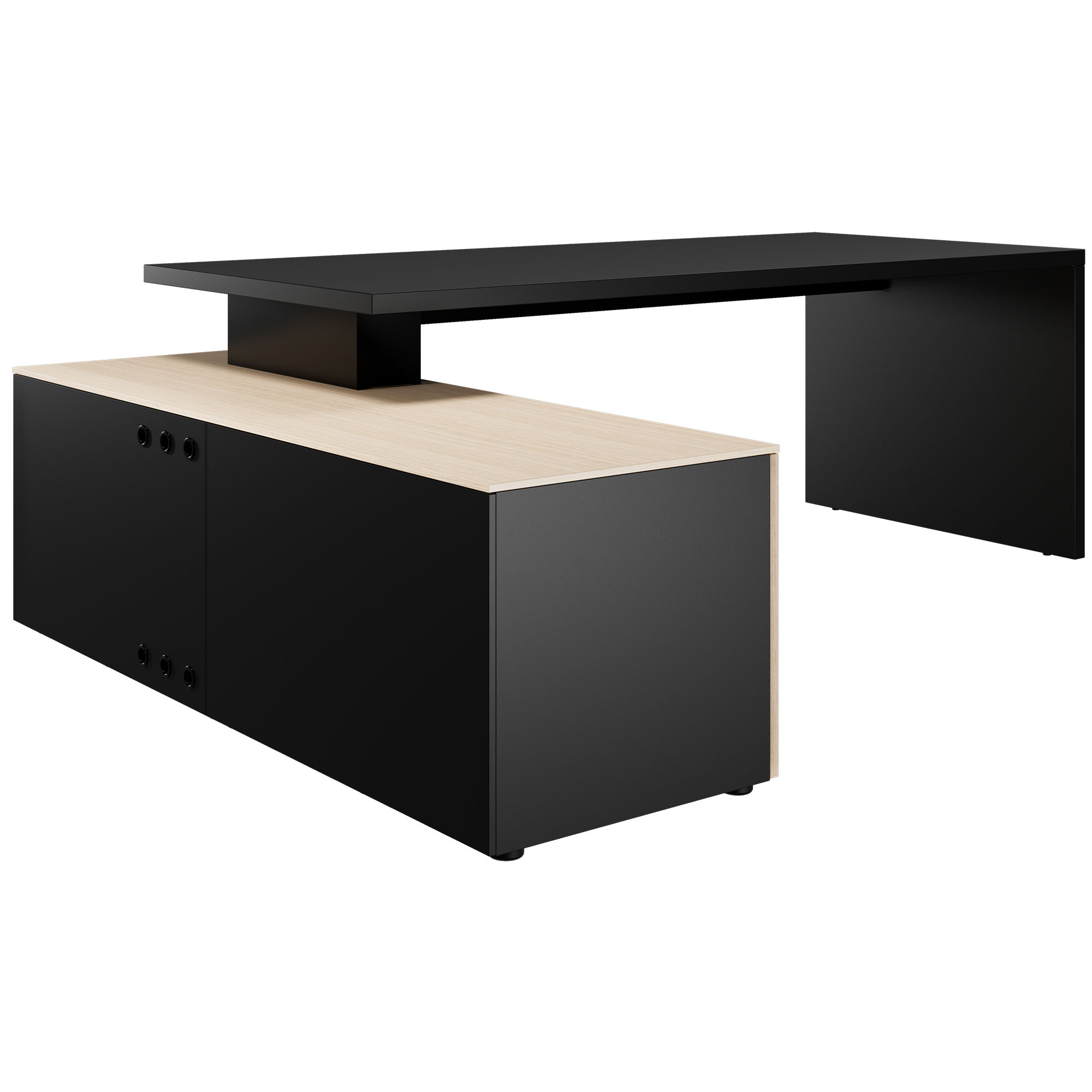 Bralco SILE Scrivania con bacheca | 2300 x 1700 mm, nero - 3 Main Image