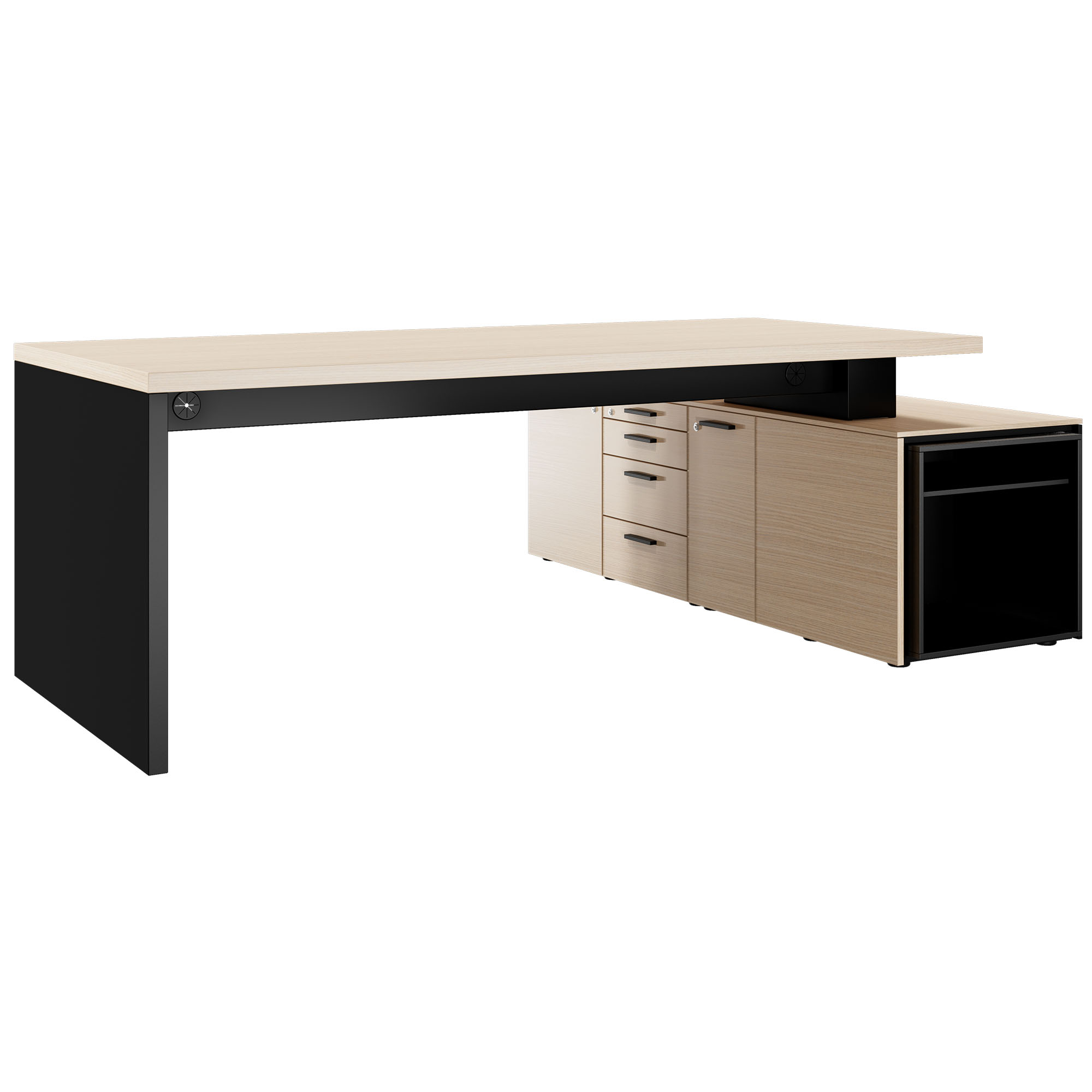 Bralco SILE Bureau avec basse-planche | 2300 x 1700 mm, chêne - 1 Main Image