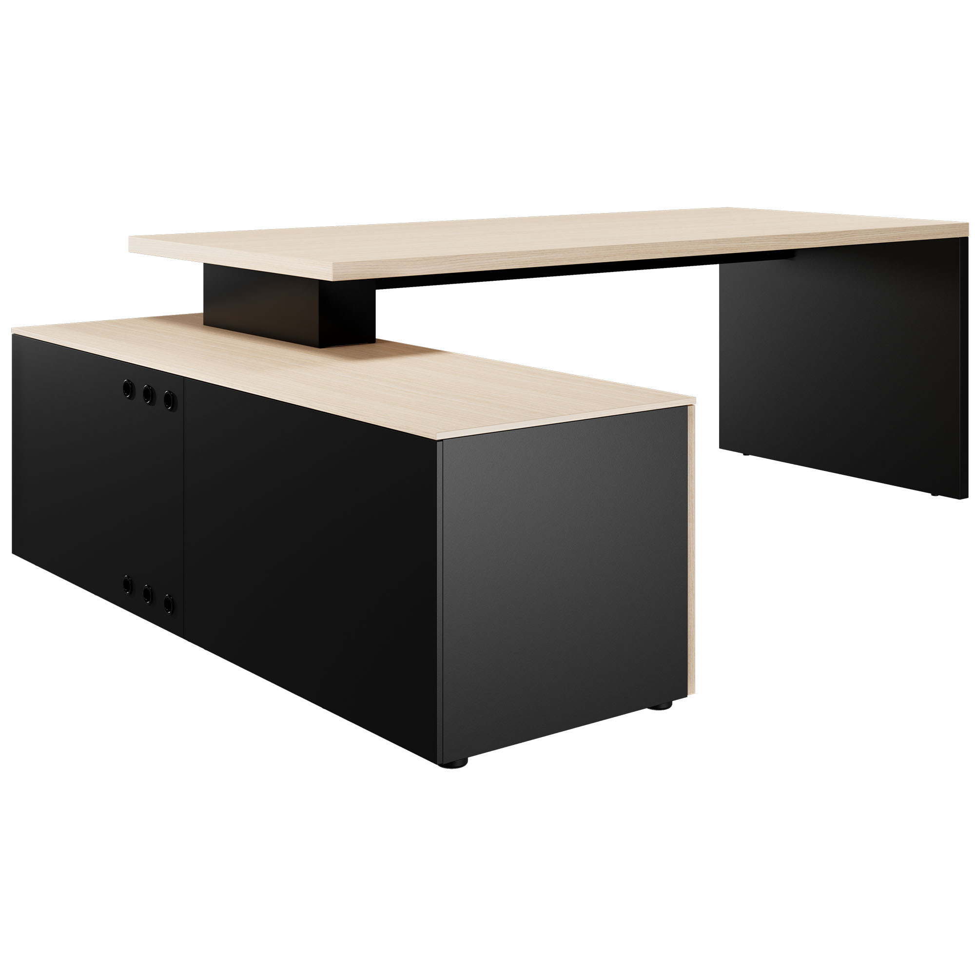 Bralco SILE Bureau avec basse-planche | 2300 x 1700 mm, chêne - 3 Main Image