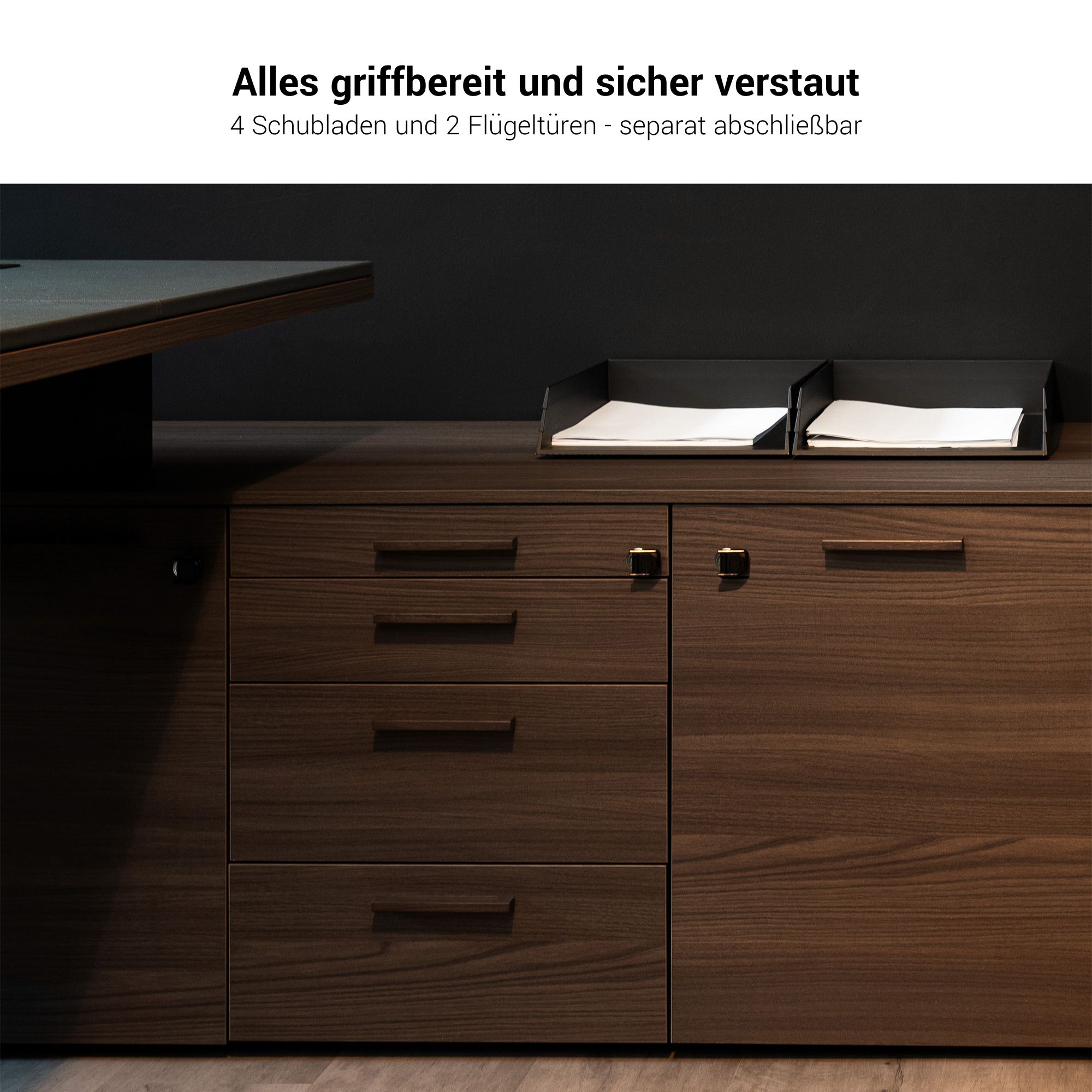 Bralco SILE Bureau avec basse-planche | 2300 x 1700 mm, chêne - 6 Main Image