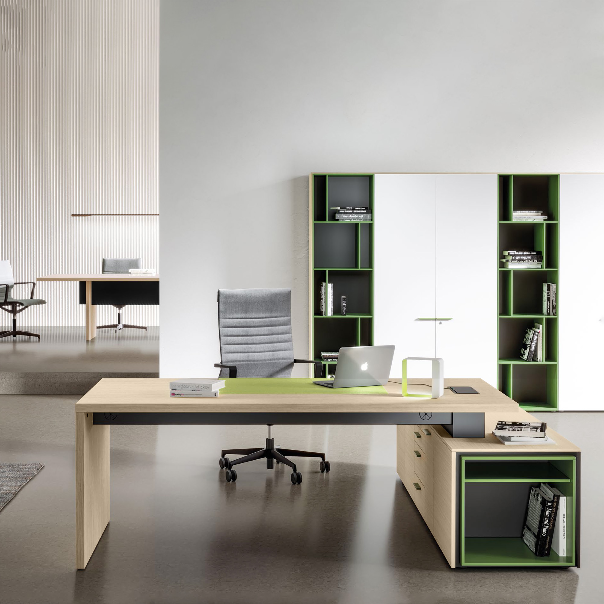 Bralco SILE Bureau avec basse-planche | 2300 x 1700 mm, chêne - 9 Main Image