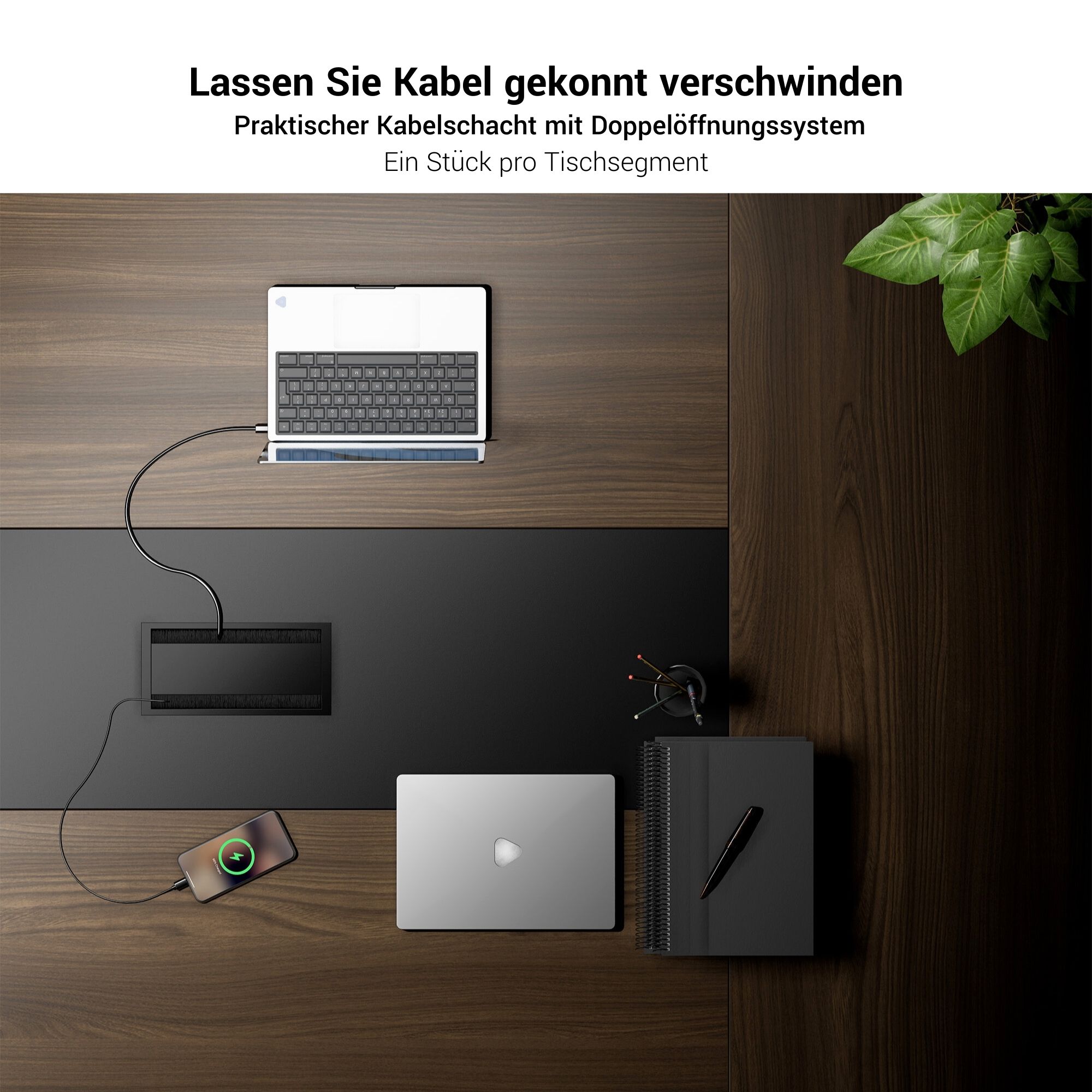 BRALCO SILE Konferenztisch | 3200 - 4800 mm (6 - 20 Personen), Mitteleinsatz, Schwarz - 8 Main Image