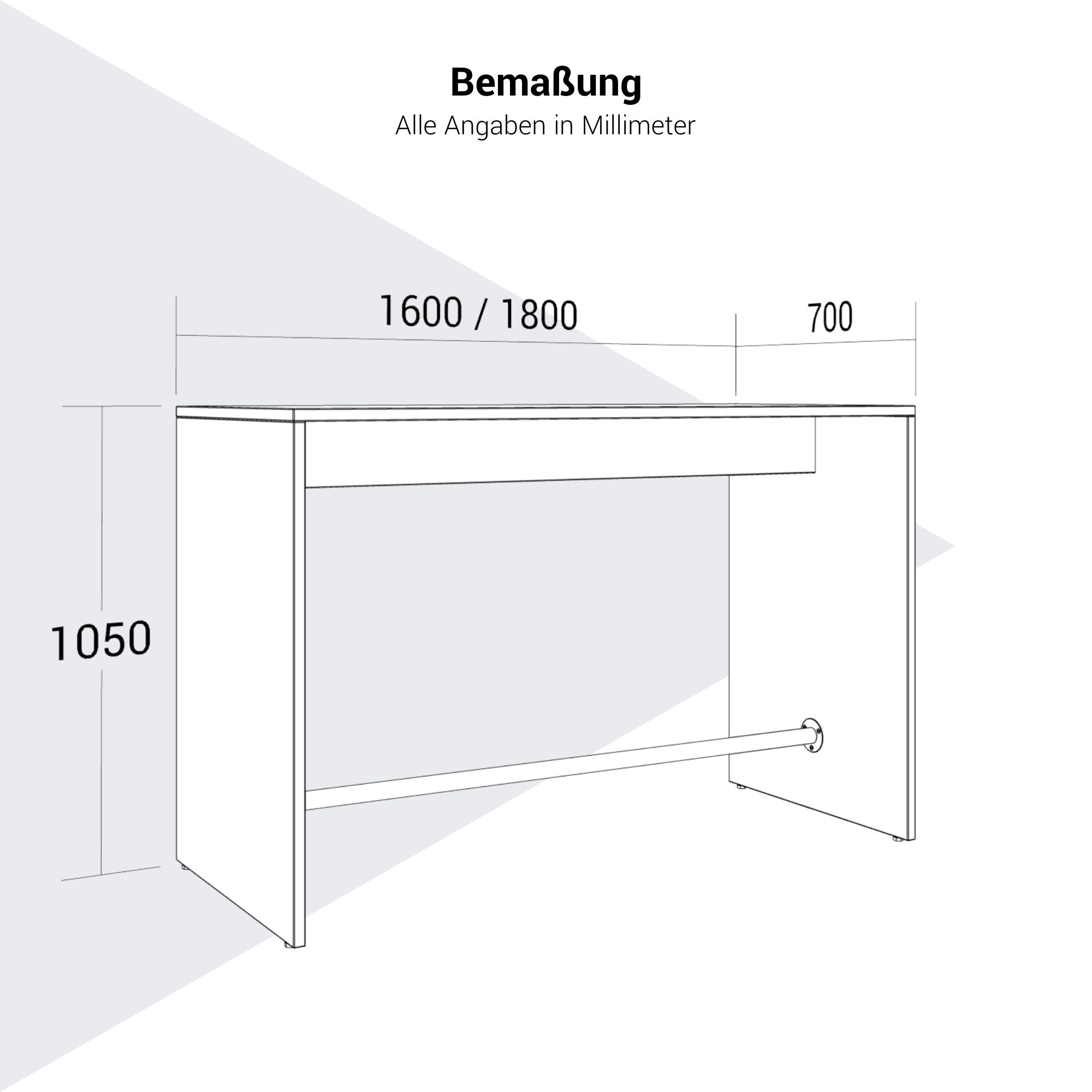 LIGHT Table haute | 1600 - 1800 mm, anthracite - 7 Main Image