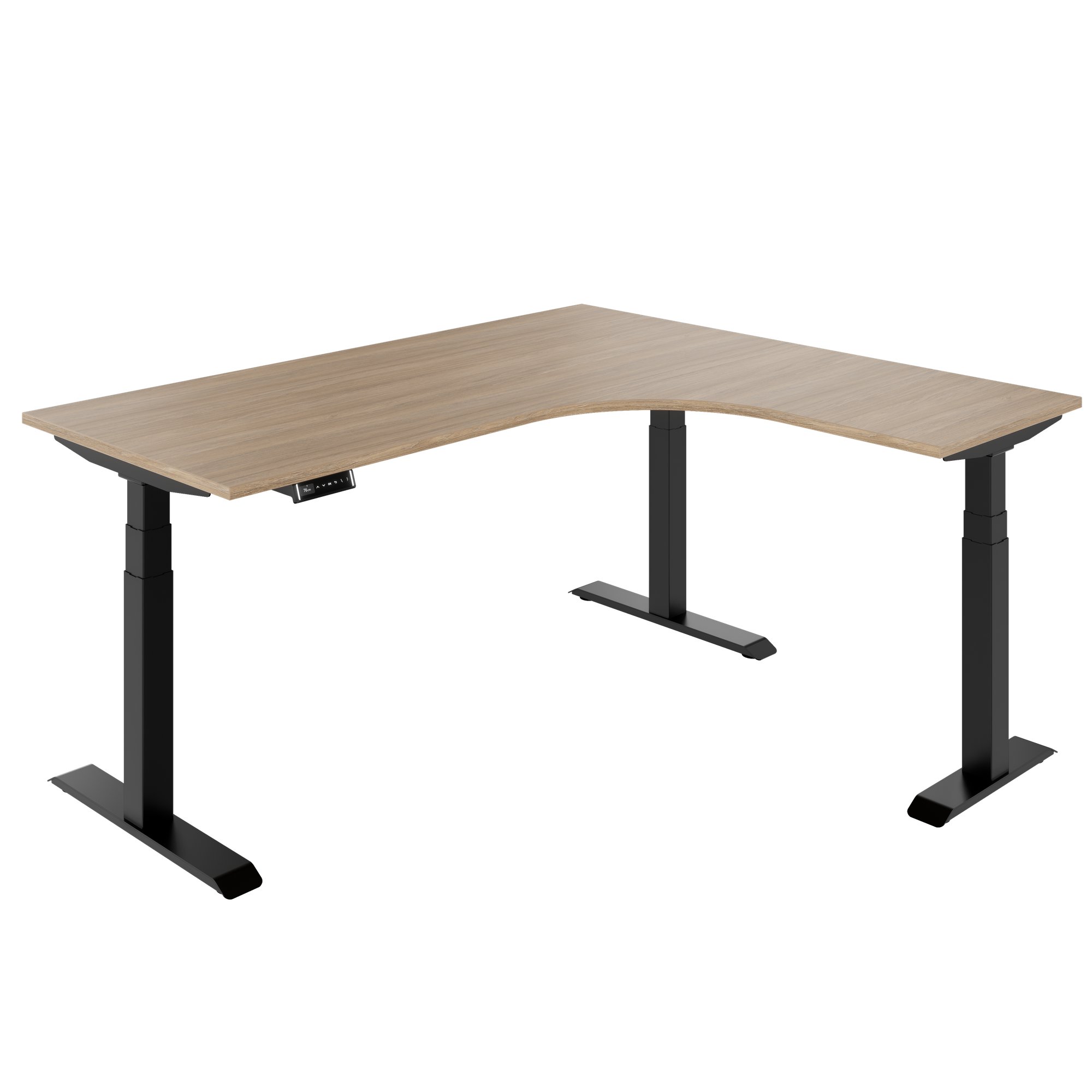 TELDRA Pro, Tableau de bureau à angle à 3 moteurs | 1800 x 1600 mm, réglable à hauteur électrique, chêne ambre - 3 Main Image