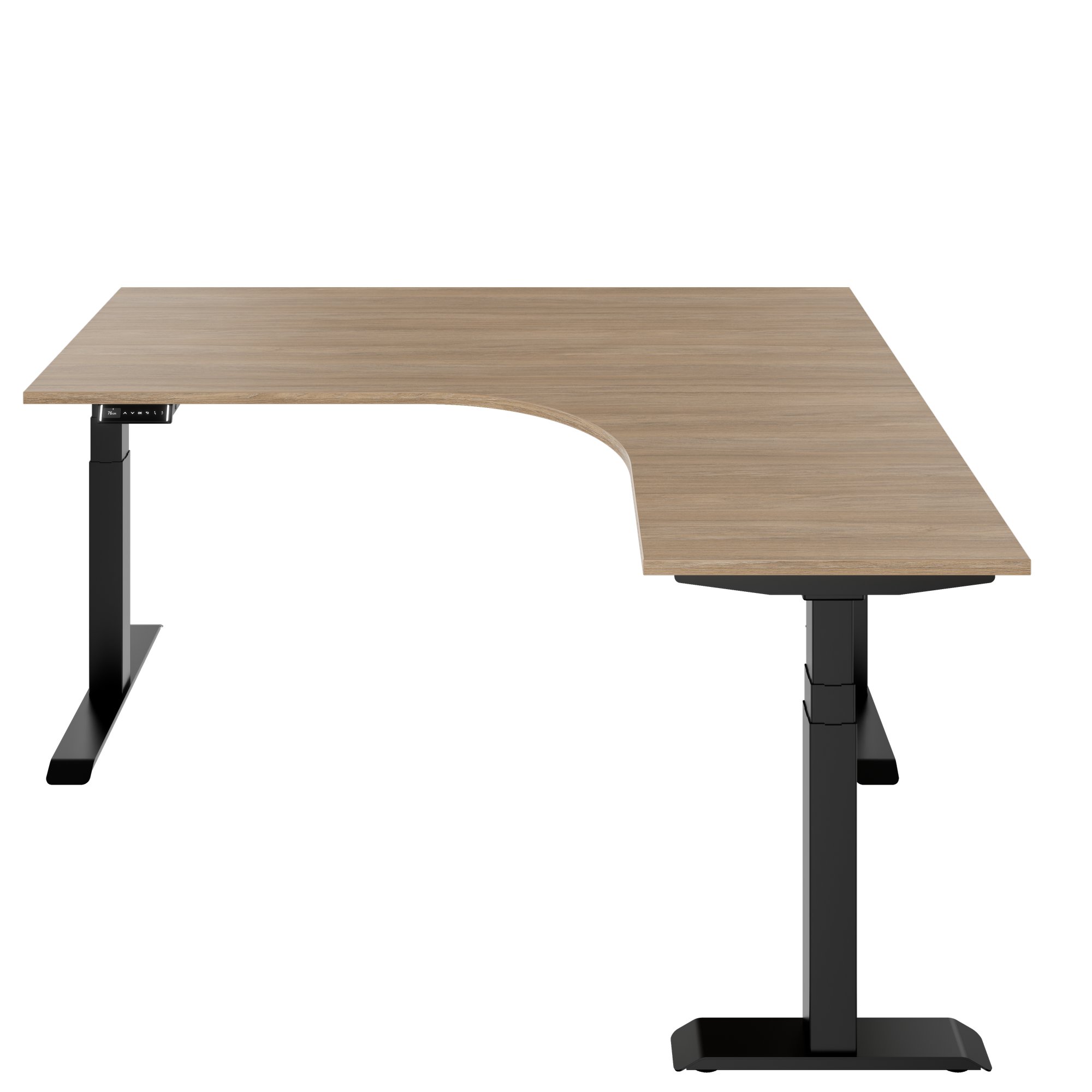 TELDRA Pro, Tableau de bureau à angle à 3 moteurs | 1800 x 1600 mm, réglable à hauteur électrique, chêne ambre - 4 Main Image