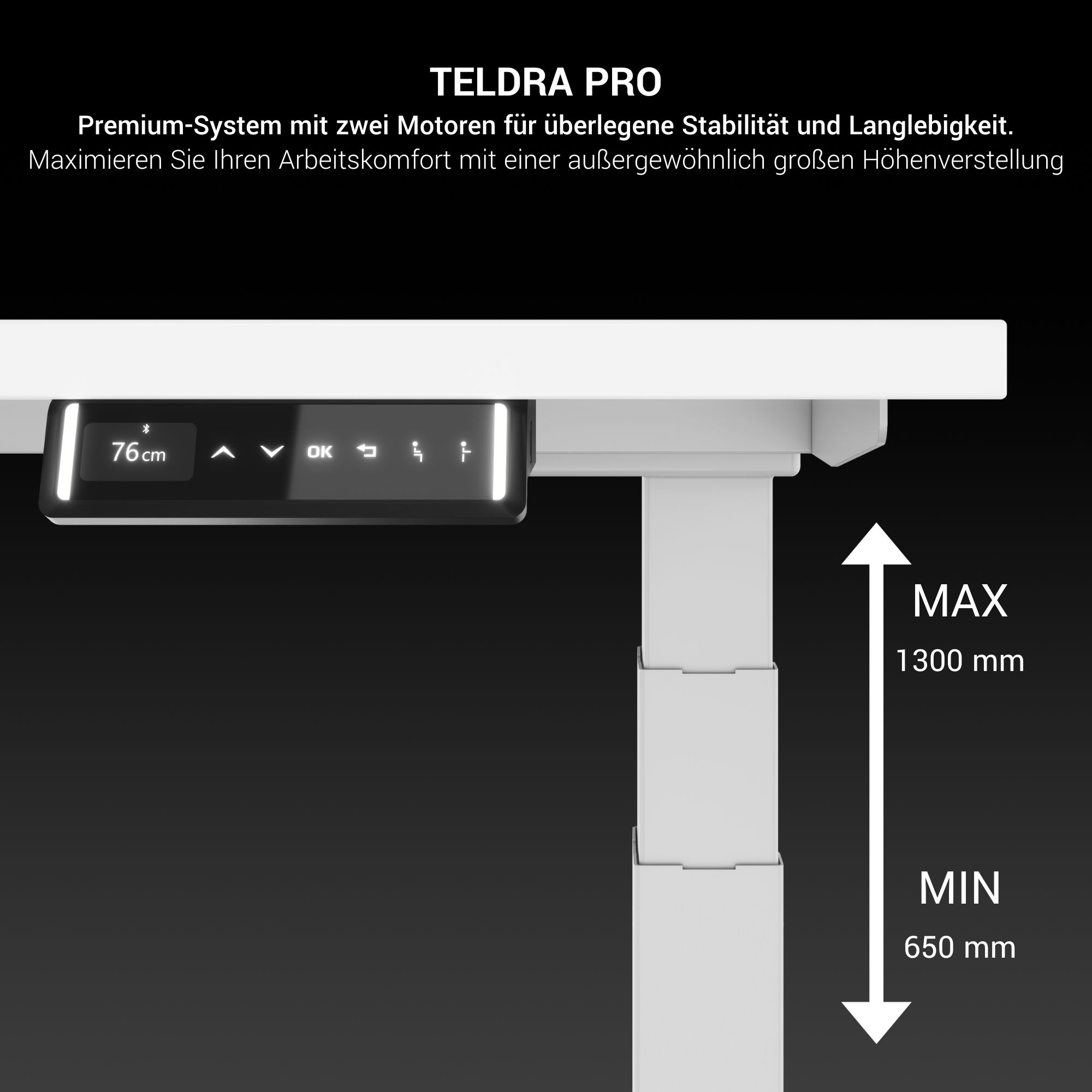 TELDRA Pro, Tableau de bureau à angle à 3 moteurs | 1800 x 1600 mm, réglable à hauteur électrique, chêne ambre - 6 Main Image