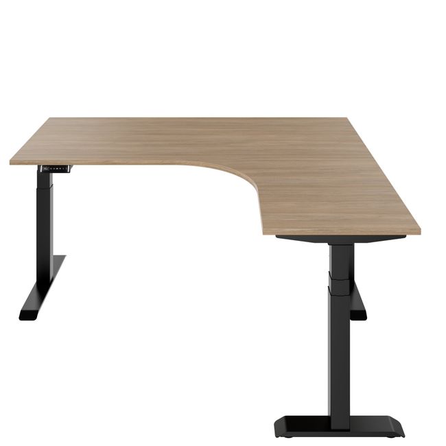 TELDRA Pro, 3-Motoren-Winkelschreibtisch | 1800 x 1600 mm, elektrisch höhenverstellbar, Bernsteineiche