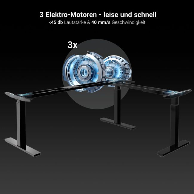 TELDRA Pro, Tableau de bureau à angle à 3 moteurs | 1800 x 1600 mm, réglable à hauteur électrique, chêne ambre - 7 Main Image