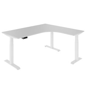 TELDRA Pro, 3-Motoren-Winkelschreibtisch | 1800 x 1600 mm, elektrisch höhenverstellbar, Perlgrau