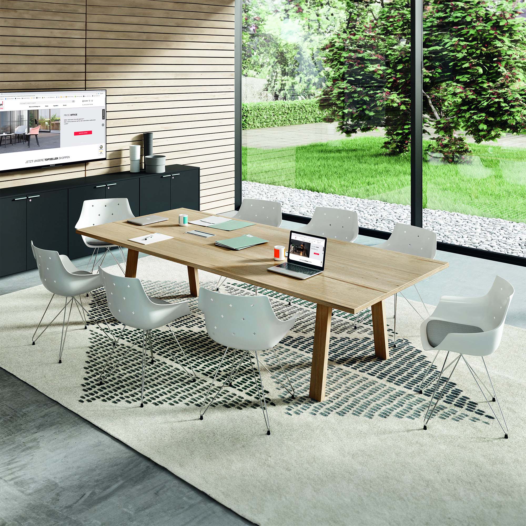 BRALCO TAKE OFF FARM Conference table | 1800 - 2760 mm (8 - 12 persons), cable flap optional, wild oak - 14 Main Image