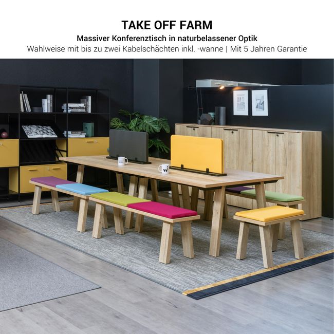 BRALCO TAKE OFF FARM Konferenztisch | 1800 - 2760 mm (8  - 12 Personen), Kabelklappe optional, Wildeiche
