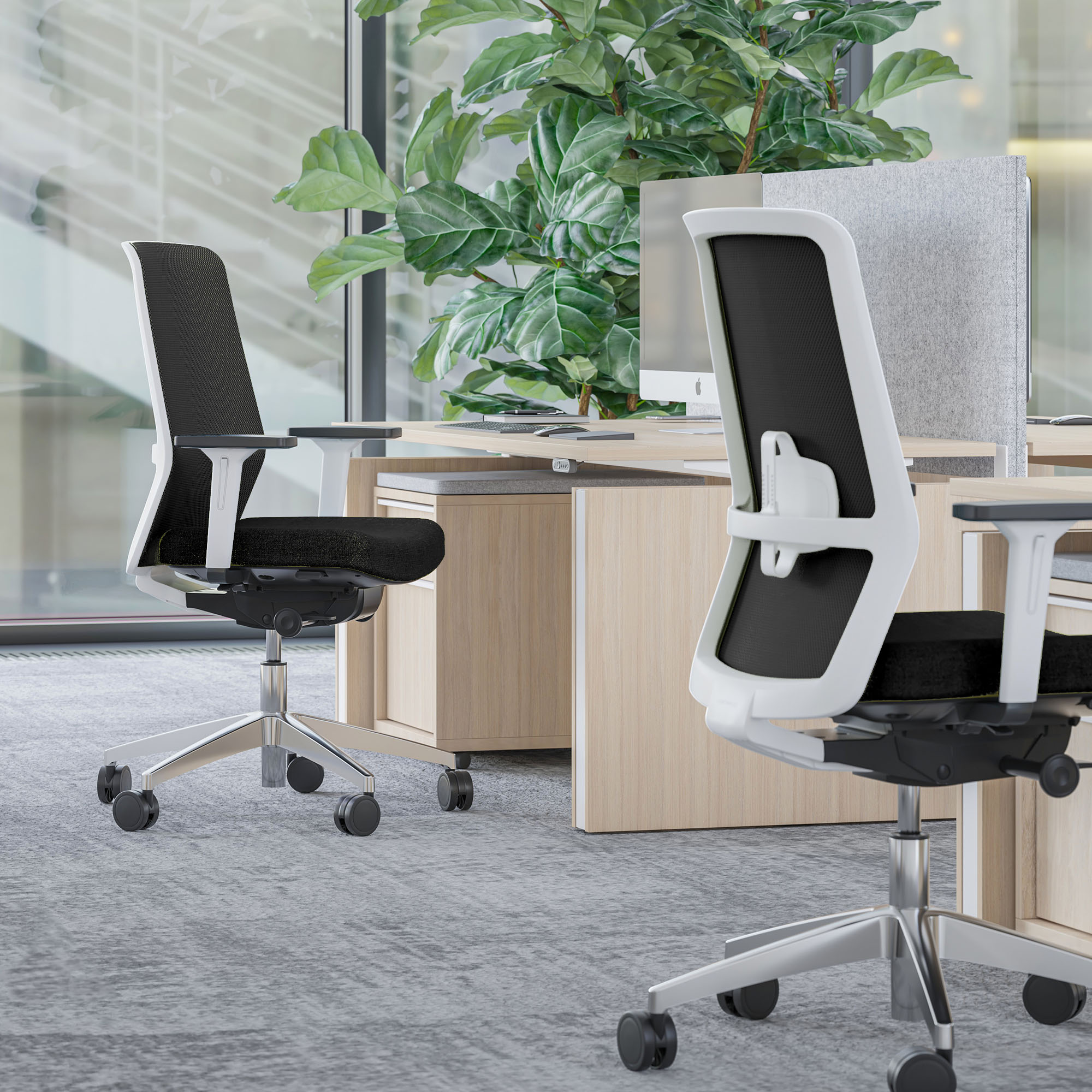 SURF Bürodrehstuhl | Synchronmechanik, 3D-Armlehnen, Schwarz / Kohlschwarz - 29 Main Image