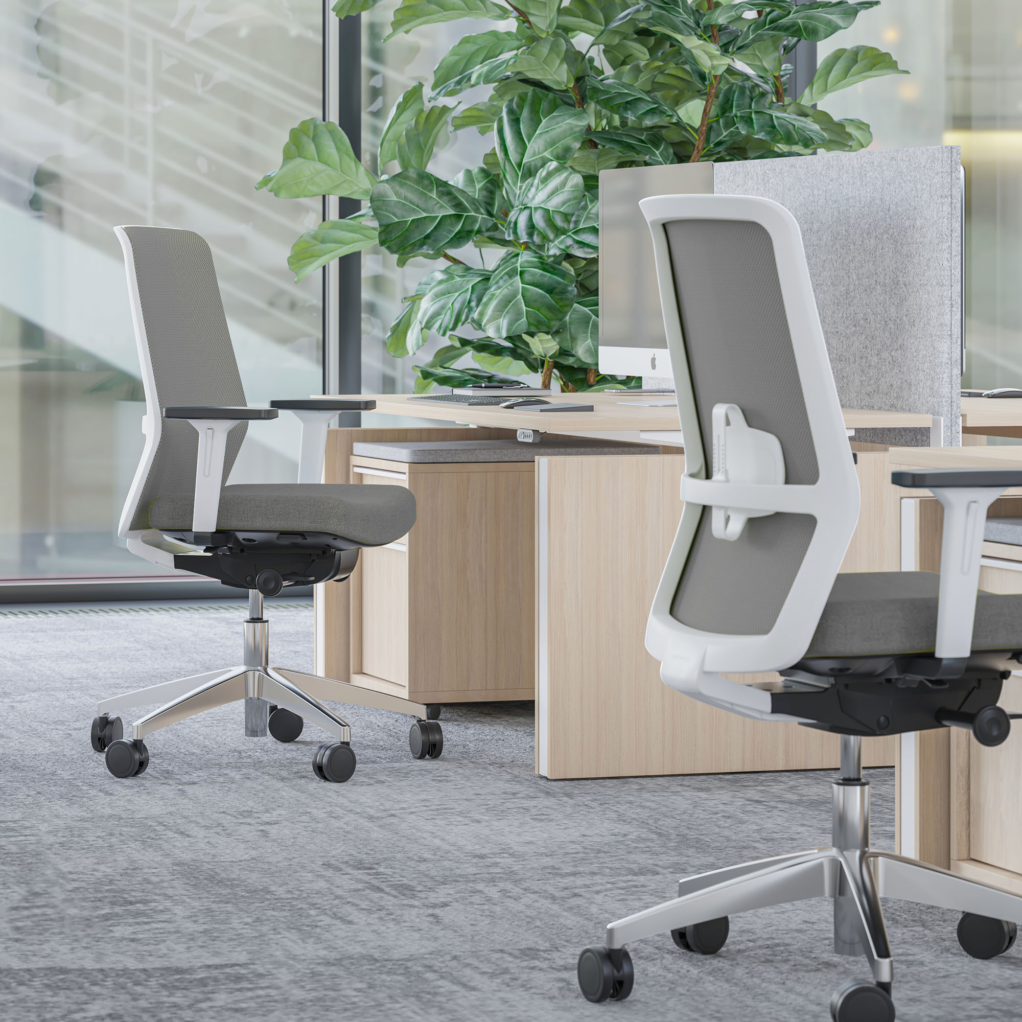 SURF Bürodrehstuhl | Synchronmechanik, 3D-Armlehnen, Braun-Grau / Metallgrau - 29 Main Image