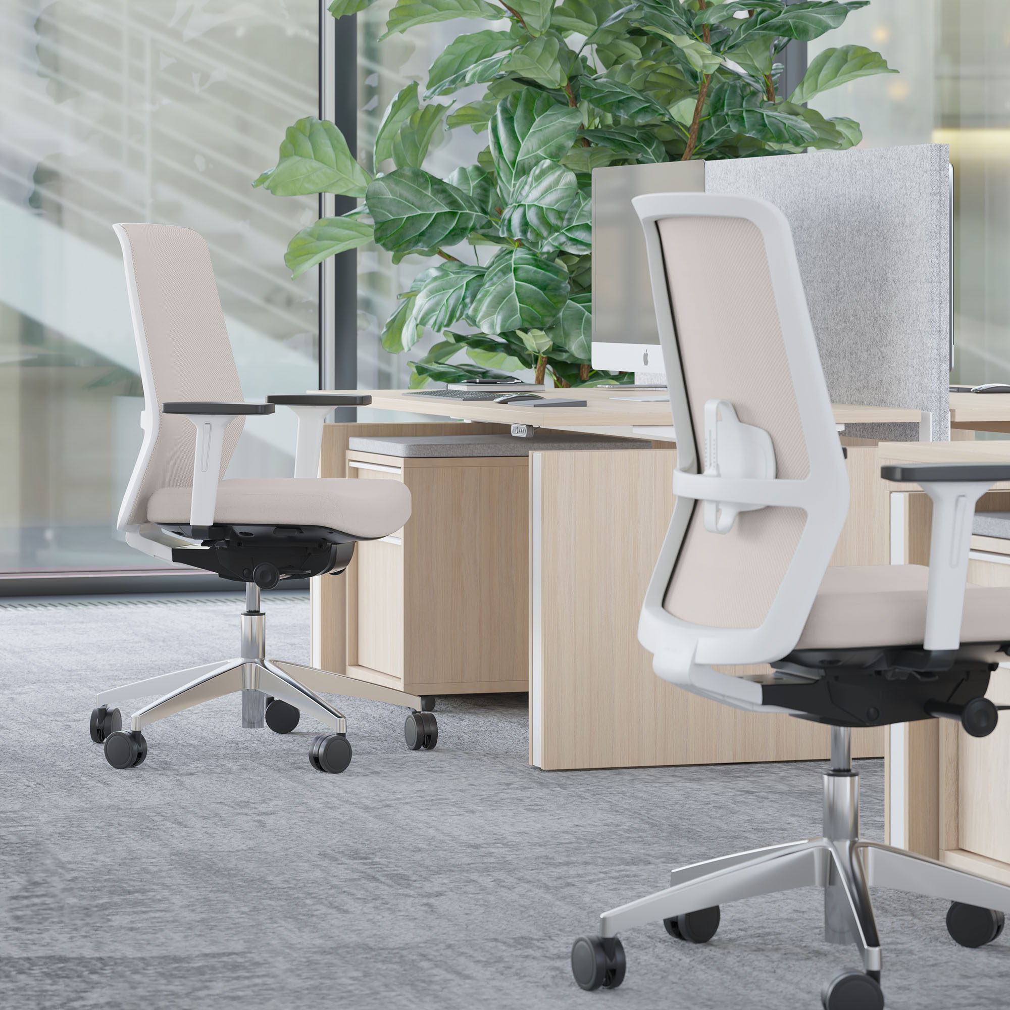SURF office swivel chair | Synchronous mechanism, 3D armrests, cappuccino / cotton gray - 3 Main Image
