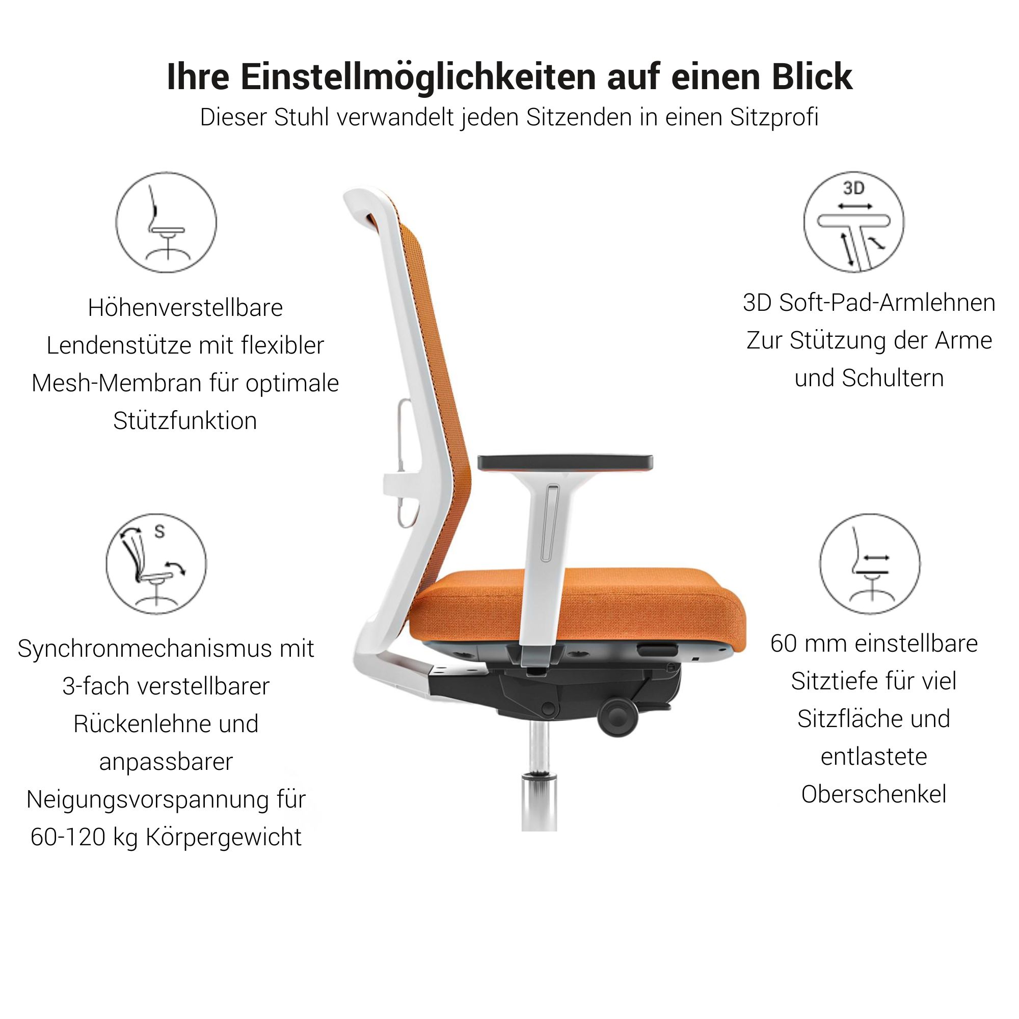 SURF office swivel chair | Synchronous mechanism, 3D armrests, sky blue / azure blue - 18 Main Image