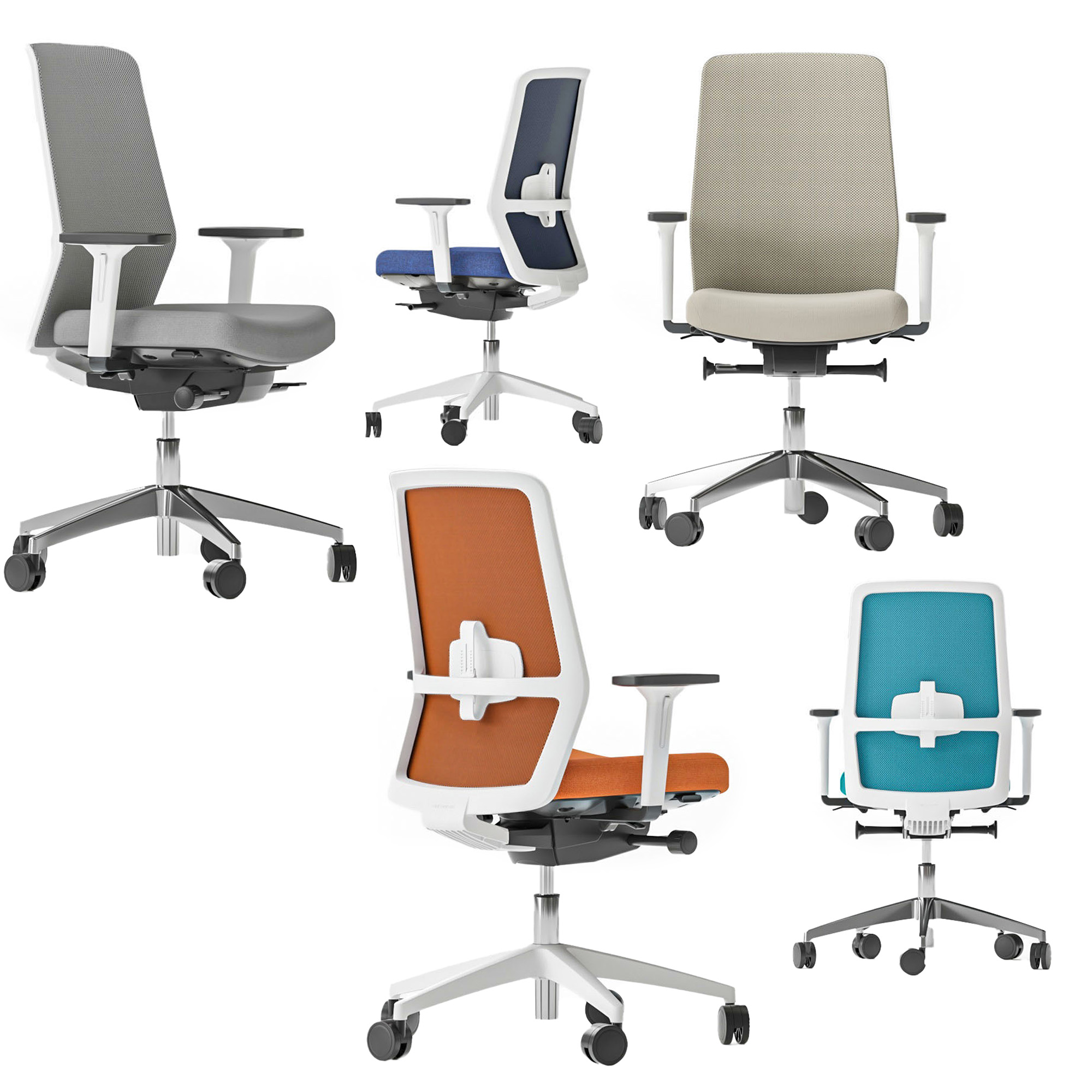 SURF office swivel chair | Synchronous mechanism, 3D armrests, sky blue / azure blue - 23 Main Image
