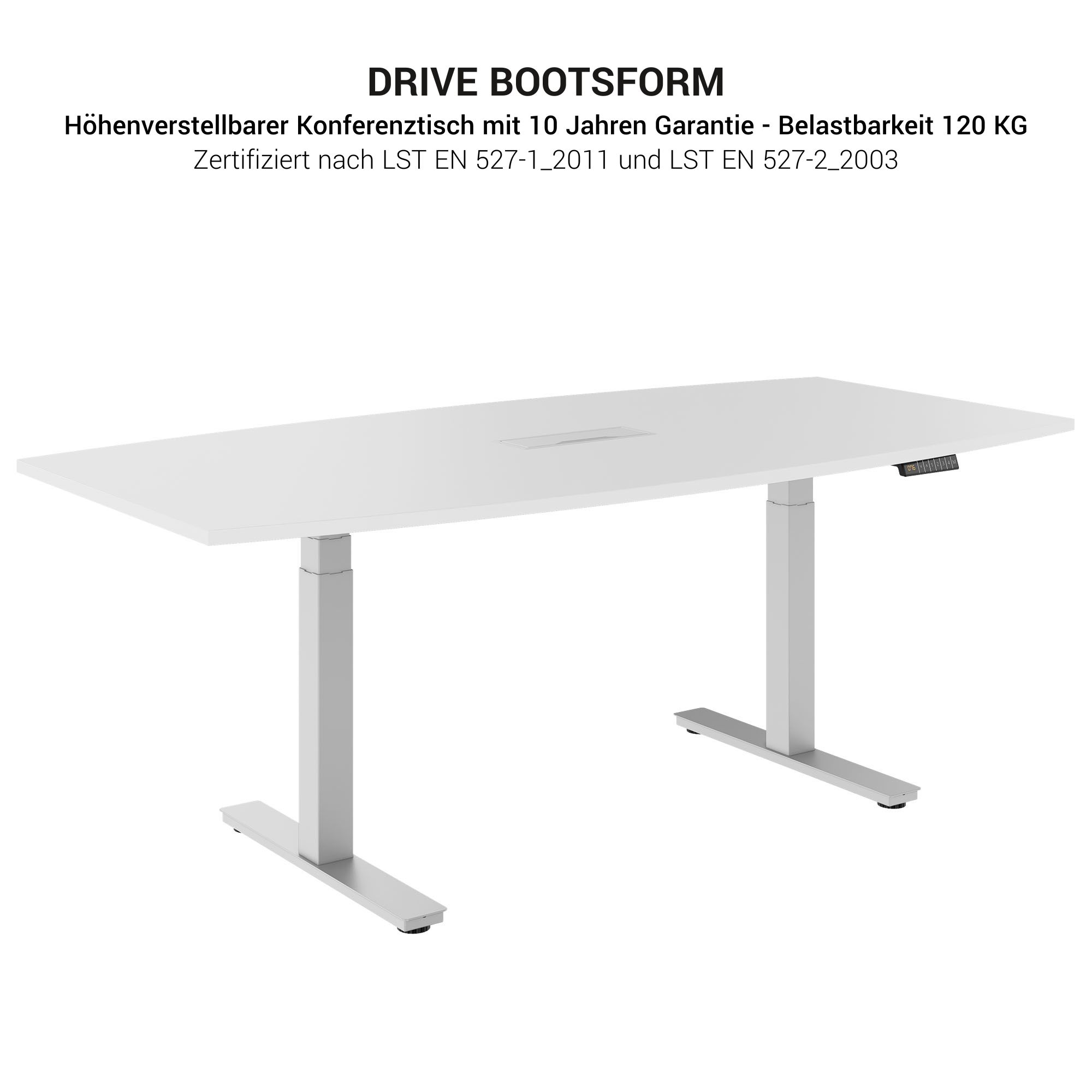 DRIVE 2-Motoren-Konferenztisch | Bootsform, 1800 - 2000 mm (6 - 8 Personen), elektrisch höhenverstellbar, Ahorn - 4 Main Image