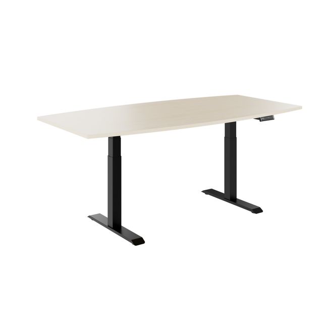 DRIVE 2-Motoren-Konferenztisch | Bootsform, 1800 - 2000 mm (6 - 8 Personen), elektrisch höhenverstellbar, Ahorn