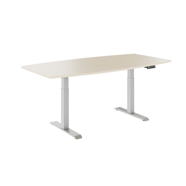 DRIVE 2-Motoren-Konferenztisch | Bootsform, 1800 - 2000 mm (6 - 8 Personen), elektrisch höhenverstellbar, Ahorn