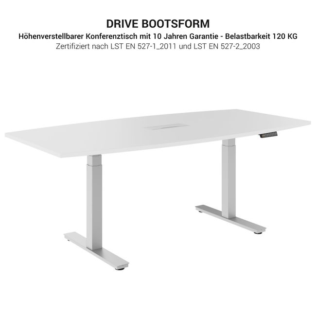 DRIVE 2-Motoren-Konferenztisch | Bootsform, 1800 - 2000 mm (6 - 8 Personen), elektrisch höhenverstellbar, Ahorn