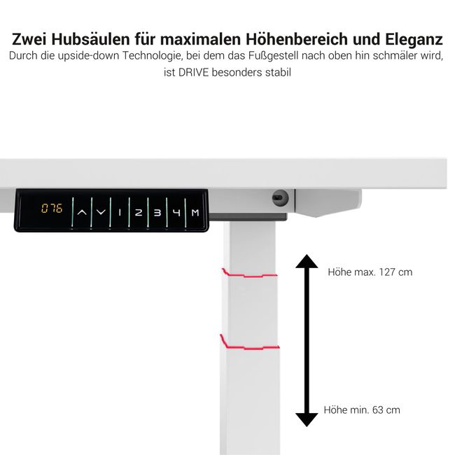 DRIVE 2-Motoren-Konferenztisch | Bootsform, 1800 - 2000 mm (6 - 8 Personen), elektrisch höhenverstellbar, Ahorn
