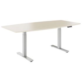 DRIVE 2-Motoren-Konferenztisch | Bootsform, 1800 - 2000 mm (6 - 8 Personen), elektrisch höhenverstellbar, Ahorn
