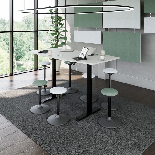 DRIVE 2-Motoren-Konferenztisch | Bootsform, 1800 - 2000 mm (6 - 8 Personen), elektrisch höhenverstellbar, Perlgrau