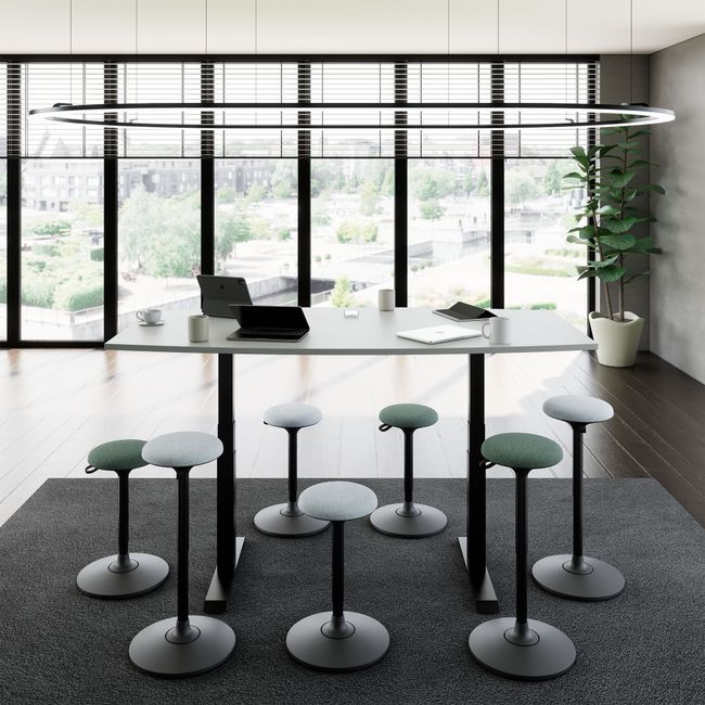 DRIVE 2-Motoren-Konferenztisch | Bootsform, 1800 - 2000 mm (6 - 8 Personen), elektrisch höhenverstellbar, Perlgrau