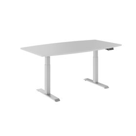 DRIVE 2-Motoren-Konferenztisch | Bootsform, 1800 - 2000 mm (6 - 8 Personen), elektrisch höhenverstellbar, Perlgrau