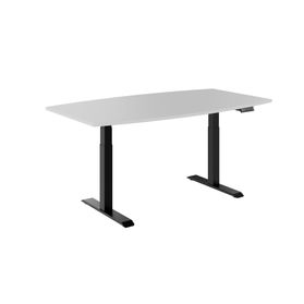 DRIVE 2-Motoren-Konferenztisch | Bootsform, 1800 - 2000 mm (6 - 8 Personen), elektrisch höhenverstellbar, Perlgrau