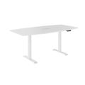 DRIVE 2 motor conference table | Boat shape, 1800 - 2400 mm (6 - 10 people), electrically height adjustable, cable flap optional, white - 1 Thumbnail Image