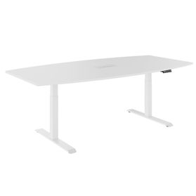 DRIVE 2-Motoren-Konferenztisch | Bootsform, 1800 - 2400 mm (6 - 10 Personen), elektrisch höhenverstellbar, Kabelklappe optional, Weiß