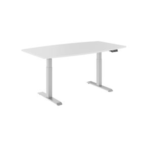 DRIVE 2-Motoren-Konferenztisch | Bootsform, 1800 - 2400 mm (6 - 10 Personen), elektrisch höhenverstellbar, Kabelklappe optional, Weiß