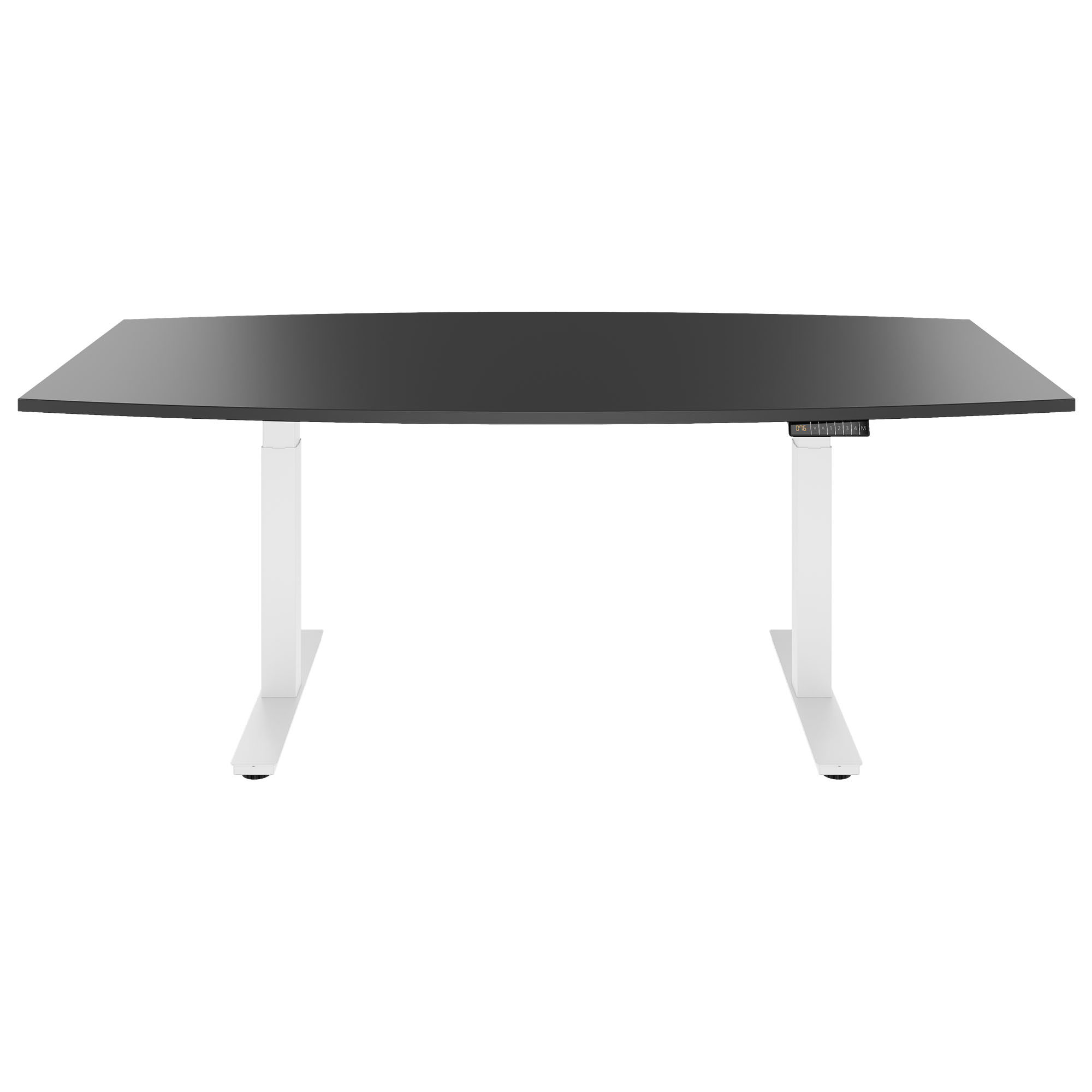 DRIVE 2 motor conference table | Boat shape, 1800 - 2400 mm (6 - 10 people), electrically height adjustable, cable flap optional, anthracite - 2 Main Image