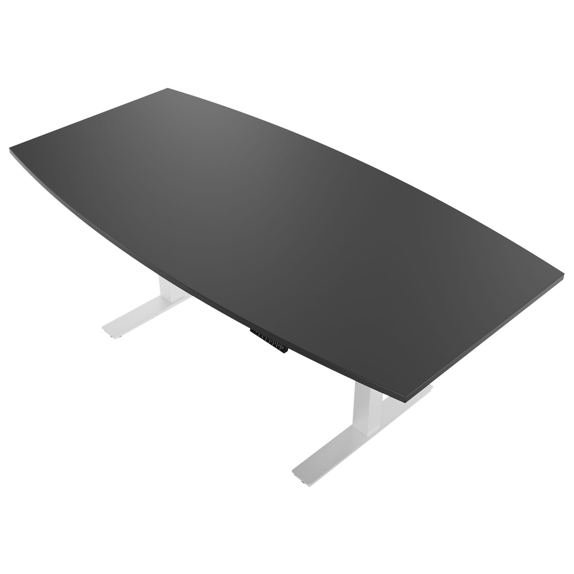 DRIVE 2 motor conference table | Boat shape, 1800 - 2400 mm (6 - 10 people), electrically height adjustable, cable flap optional, anthracite - 3 Main Image