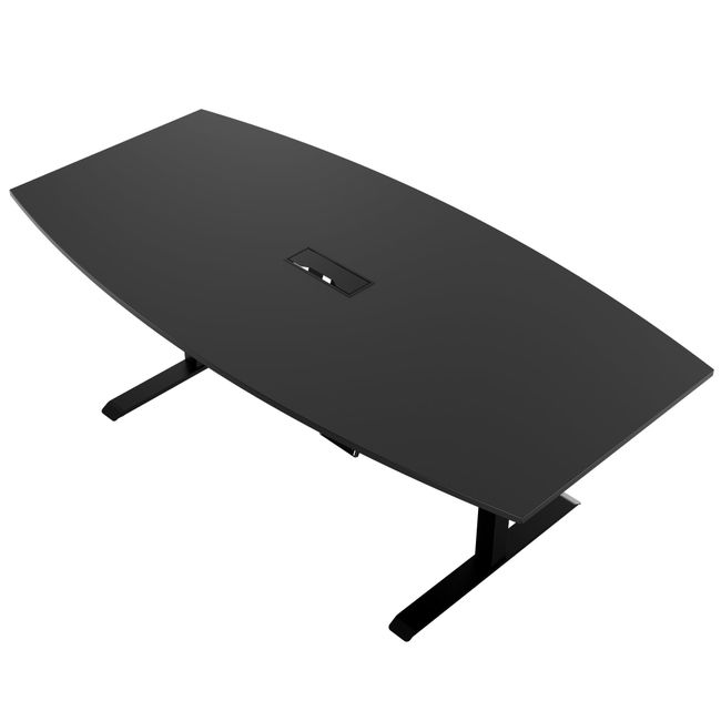 DRIVE 2-Motoren-Konferenztisch | Bootsform, 1800 - 2400 mm (6 - 10 Personen), elektrisch höhenverstellbar, Kabelklappe optional, Anthrazit
