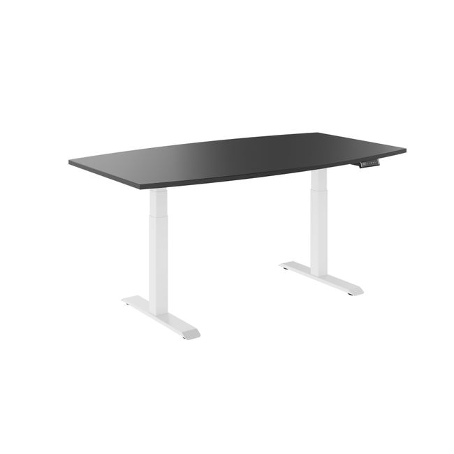DRIVE 2-Motoren-Konferenztisch | Bootsform, 1800 - 2400 mm (6 - 10 Personen), elektrisch höhenverstellbar, Kabelklappe optional, Anthrazit