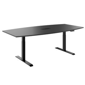 DRIVE 2-Motoren-Konferenztisch | Bootsform, 1800 - 2400 mm (6 - 10 Personen), elektrisch höhenverstellbar, Kabelklappe optional, Anthrazit