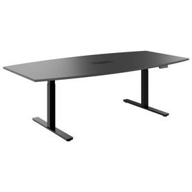 DRIVE 2-Motoren-Konferenztisch | Bootsform, 1800 - 2400 mm (6 - 10 Personen), elektrisch höhenverstellbar, Kabelklappe optional, Anthrazit