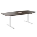 DRIVE 2 motor conference table | Boat shape, 1800 - 2400 mm (6 - 10 people), electrically height adjustable, cable flap optional, walnut - 1 Thumbnail Image