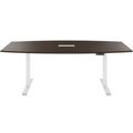 DRIVE 2 motor conference table | Boat shape, 1800 - 2400 mm (6 - 10 people), electrically height adjustable, cable flap optional, walnut - 2 Thumbnail Image