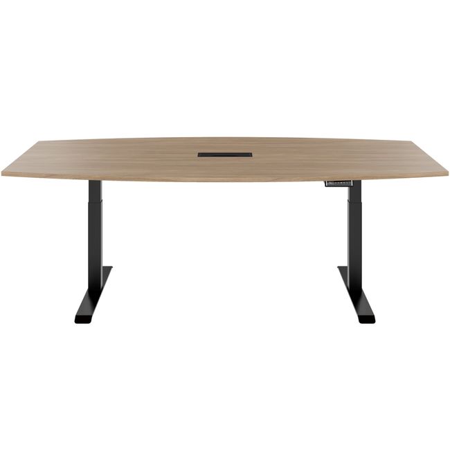 DRIVE 2-Motoren-Konferenztisch | Bootsform, 1800 - 2400 mm (6 - 10 Personen), elektrisch höhenverstellbar, Kabelklappe optional, Bernsteineiche