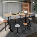 DRIVE 2-Motoren-Konferenztisch | Bootsform, 1800 - 2400 mm (6 - 10 Personen), elektrisch höhenverstellbar, Kabelklappe optional, Bernsteineiche