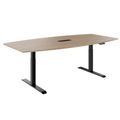 DRIVE 2-Motoren-Konferenztisch | Bootsform, 1800 - 2400 mm (6 - 10 Personen), elektrisch höhenverstellbar, Kabelklappe optional, Bernsteineiche