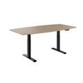 DRIVE 2 motor conference table | Boat shape, 1800 - 2400 mm (6 - 10 people), electrically height adjustable, cable flap optional, amber oak - 1 Thumbnail Image