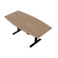 DRIVE 2 motor conference table | Boat shape, 1800 - 2400 mm (6 - 10 people), electrically height adjustable, cable flap optional, amber oak - 3 Thumbnail Image