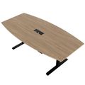 DRIVE 2-Motoren-Konferenztisch | Bootsform, 1800 - 2400 mm (6 - 10 Personen), elektrisch höhenverstellbar, Kabelklappe optional, Bernsteineiche