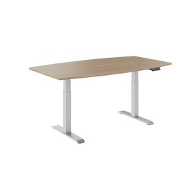 DRIVE 2-Motoren-Konferenztisch | Bootsform, 1800 - 2400 mm (6 - 10 Personen), elektrisch höhenverstellbar, Kabelklappe optional, Bernsteineiche