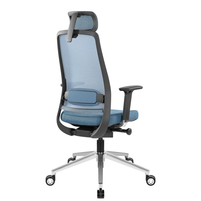 FILO 2.0 Bürodrehstuhl mit Kopfstütze | Lordosenstütze, Netzrücken, Blau